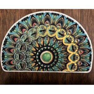 New Half Round Door Mat,Semi Circle Bathroom Floor Rug,Mandala Boho Bohemian